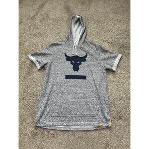 Under Armour Sweatshirt Mens Medium Grey Project Rock Bull Shirt Sleeved Hooded